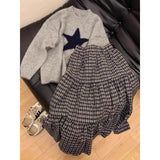 grunge outfits Soft Glutinous Gray College Style Autumn and Winter Sweater Women's Loose Lazy Style Five-Pointed Star round Neck Pullover Sweater Women's Top