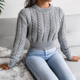 winter outfits men 2024 Autumn and Winter Twist Waist Knitted Navel Sweater Women's Clothing