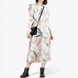 church outfit Autumn New British Elegant Printed Elegant Intellectual Temperament Goddess over the Knee Slimming Dress