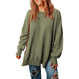 fall outfits women Autumn New Solid Color Pullover round Neck Long Sleeve Top Women's Long Casual Loose Sweater Women's Clothing