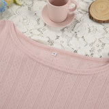 casual summer outfits Summer Knitted Stretch Cropped Long-Sleeved Trousers Two-Piece Women's Home Wear Breathable Simple Comfortable