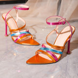 Amozae-Colorblock Ankle Strap Heels