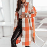 fall fashion Autumn and Winter New Color Flannel Plaid Long Trench Coat Fashion Shirt Woolen Coat