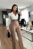 fall outfits women Hot New Street Fashion Backless Solid Color Slim Casual Pants