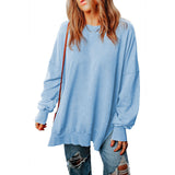 fall outfits women Autumn New Solid Color Pullover round Neck Long Sleeve Top Women's Long Casual Loose Sweater Women's Clothing