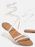 Amozae-Strap Shiny Rhinestone Flat Sandals