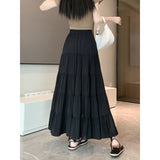 church outfit Elastic Waist Cake Skirt for Women Spring and Summer New High Waist Slimming Design Stitching A- line Large Swing Umbrella Skirt Long Skirt