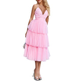 homecoming dresses Summer Fashion Sweet Style Dress Stitching Mesh Fluffy Cake Skirt Suspender Dress