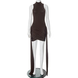 Amozae-Christmas Outfits New Year's Eve Dress Night Out Club Dresses cute winter outfits Esme High Neck Ruched Wrap Dress