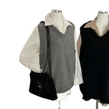 2024 fall fashion trends Chic Simple V-neck Versatile Slimming Mid-Length Loose Pullover Stacked Knitted Vest for Women