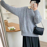 fall outfits women Salt Solid Color Soft Glutinous Pullover Women's Autumn and Winter New Loose Lazy Style round Neck Sweater Top Thick