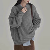 birkenstock clogs outfit fall Autumn and Winter Lazy Style Knitwear Retro New round Neck Loose Solid Color Outer Wear Bottoming Sweater for Women