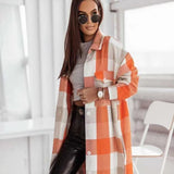 fall fashion Autumn and Winter New Color Flannel Plaid Long Trench Coat Fashion Shirt Woolen Coat