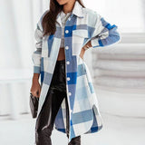 fall fashion Autumn and Winter New Color Flannel Plaid Long Trench Coat Fashion Shirt Woolen Coat