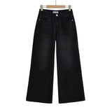 college outfits 2024 Summer New Four-Color Low Waist Wide Leg Horn Mopping Denim Trousers