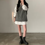 2024 fall fashion trends Chic Simple V-neck Versatile Slimming Mid-Length Loose Pullover Stacked Knitted Vest for Women