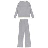 fall outfits women Hong Kong Style Suit Women's Retro Chic Fried Street Fashion Fake Two-Piece Top Knitted Wide-Leg Pants Sweater Two-Piece Set Autumn and Winter