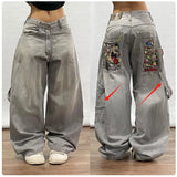 2000s dti Fashion Brand JNCO Hip Hop Embroidered Large Pocket Jeans Men's and Women's Y2g High Street Mopping Wide Leg Pants