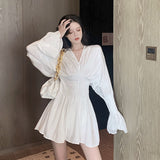 fall outfits Autumn Elegant Goddess Style A- line Skirt Women's V-neck Fashion Scheming Waist-Tight Dress