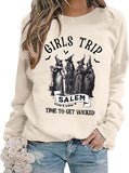 fall outfits women Halloween Witch Sweatshirt Girls Trip Salem Terry Sweater Long Sleeve