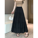 church outfit Elastic Waist Cake Skirt for Women Spring and Summer New High Waist Slimming Design Stitching A- line Large Swing Umbrella Skirt Long Skirt