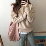 fall outfits women Spring and Autumn New Sweater Women's Soft Glutinous Loose Lazy Style Solid Color Slimming round Neck Korean Style High-Grade Coat Sweater