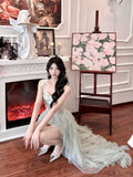 Amozae-dress to impress party dress nye outfits Light Green Brithday Dress Irregular Tulle Prom Dress With Train YM1641