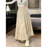 church outfit Elastic Waist Cake Skirt for Women Spring and Summer New High Waist Slimming Design Stitching A- line Large Swing Umbrella Skirt Long Skirt