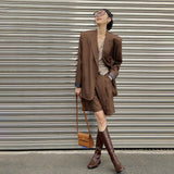 suit 10388# Kuang Ji Kuan Ji Brown Professional Suit Suit Women's Commuter Wear with Chanel Style High-Grade Suit