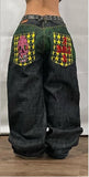 2000s dti Fashion Brand JNCO Hip Hop Embroidered Large Pocket Jeans Men's and Women's Y2g High Street Mopping Wide Leg Pants