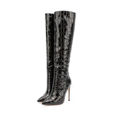 Spring and Autumn New Stiletto Heel Two-Color Snake Pattern Side Zipper Fashion High Heel Boots