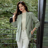 business casual outfits Autumn New Green Casual Suit Jacket Women's Korean-Style Loose Temperament High-Grade Fried Street Suit Jacket