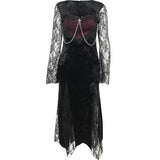 pretty halloween costumes Cf166 Stitching Dark Style Dress New Sexy Slim-Fit Sheath Split Lace Sleeve Characteristic Dress