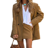 brown fur boots outfit 2024 Women's Spring and Summer Fashion Temperament Loose Slimming Double Breasted Suit Jacket