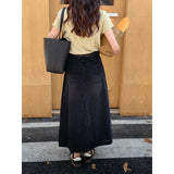 2024 fall fashion trends ICC Women's Retro Washed Large Swing Denim Skirt Women's Autumn New Slimming Midi Skirt Umbrella Skirt 07046