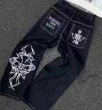 2000s dti Fashion Brand JNCO Hip Hop Embroidered Large Pocket Jeans Men's and Women's Y2g High Street Mopping Wide Leg Pants