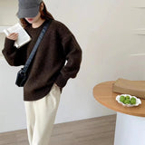 fall outfits women Salt Solid Color Soft Glutinous Pullover Women's Autumn and Winter New Loose Lazy Style round Neck Sweater Top Thick