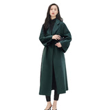 winter outfits men 2024 Double-Sided Woolen Coat Women's M Labbro Water Ripple Bathrobe Belt Cashmere Wool Coat Women's Clothing