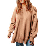 fall outfits women Autumn New Solid Color Pullover round Neck Long Sleeve Top Women's Long Casual Loose Sweater Women's Clothing