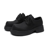 Amozae- Okcheon Matt Black Chunky Lace Up Shoes