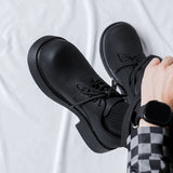 Amozae- Okcheon Matt Black Chunky Lace Up Shoes