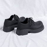 Amozae- Okcheon Matt Black Chunky Lace Up Shoes