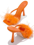 Amozae-Feather Fur High Heel Mules