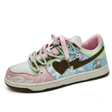 Amozae-back to school outfits Pastel Heart Aesthetic Sneakers