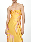 Amozae-nye outfits back to school dress  Halterneck Printed Satin Dress