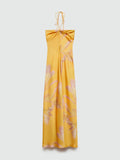 Amozae-nye outfits back to school dress  Halterneck Printed Satin Dress