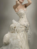 Amozae-nye outfits back to school dress  Beaded Corset Ruffles Floor-Length Dress