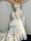 Amozae-nye outfits back to school dress  Beaded Corset Ruffles Floor-Length Dress