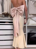 Amozae-nye outfits back to school dress  Two-Tone Back Bow Bandeau Mermaid Dress