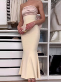 Amozae-nye outfits back to school dress  Two-Tone Back Bow Bandeau Mermaid Dress